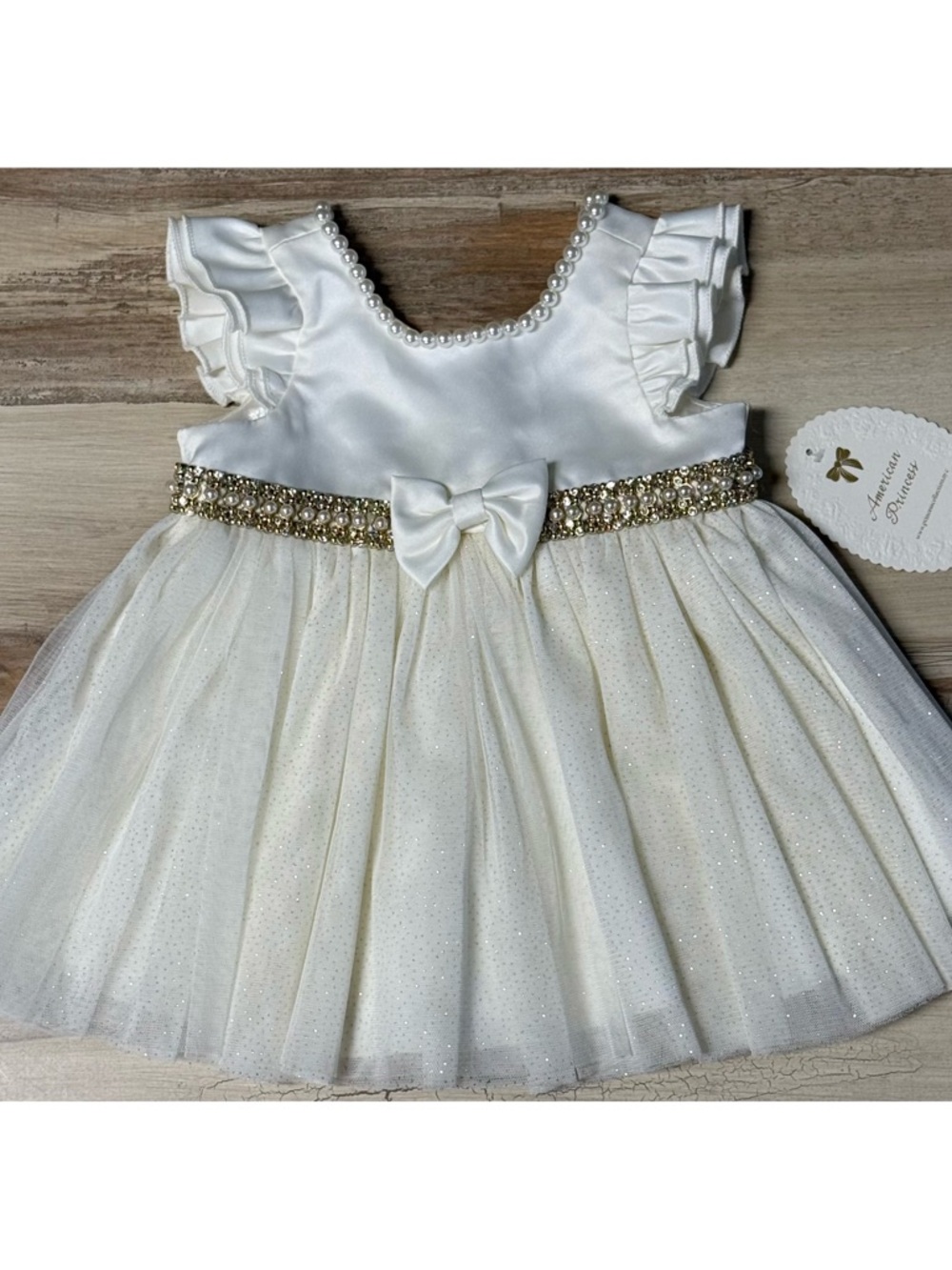 NWT Baby Girl American Princess Party Dress White & Gold 9M - Picture 4 of 11